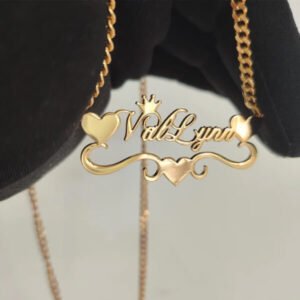 Modern Gold with Heart Design Customized Name Necklace Pendants